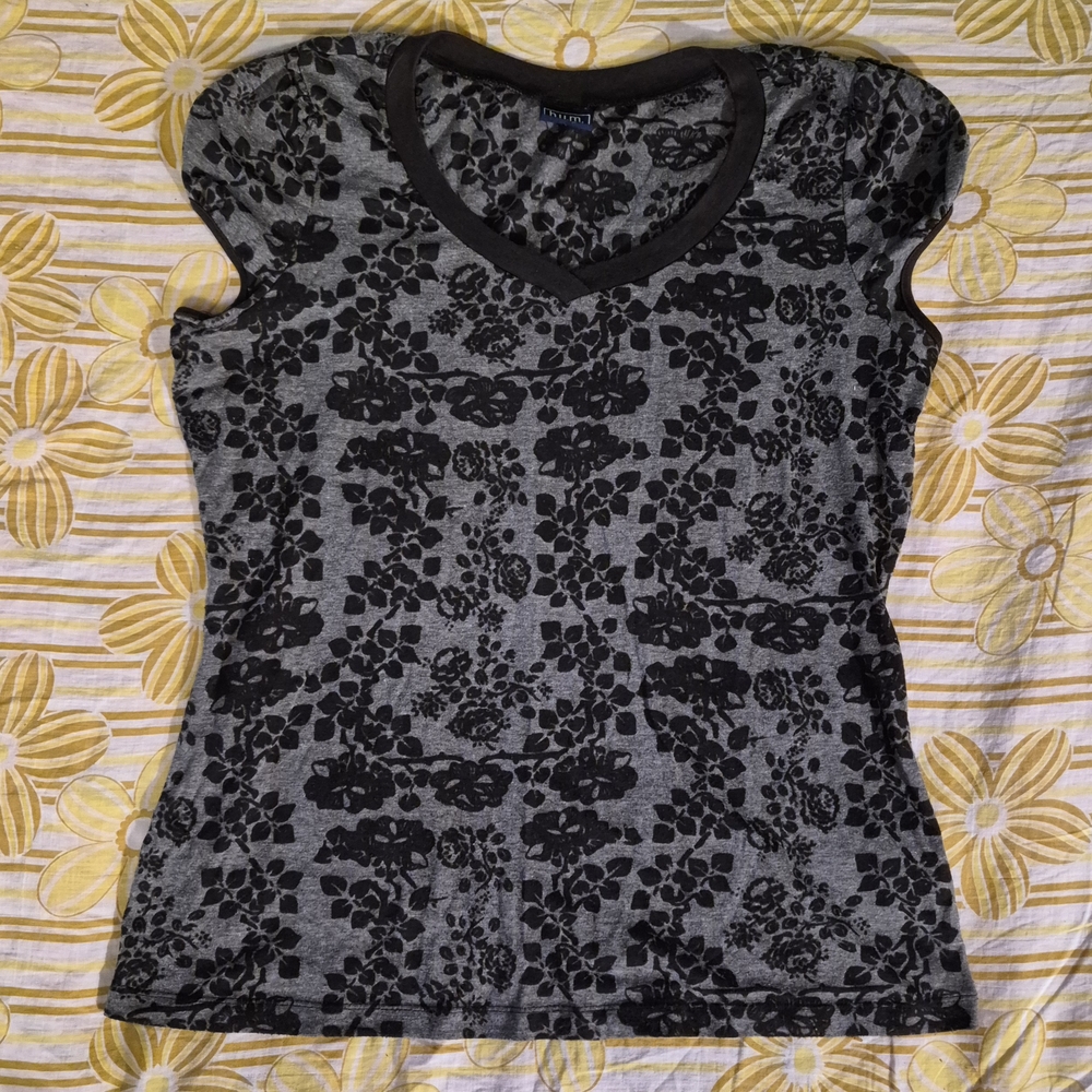 Brown Floral Burnout V-Neck Tee by Equipment